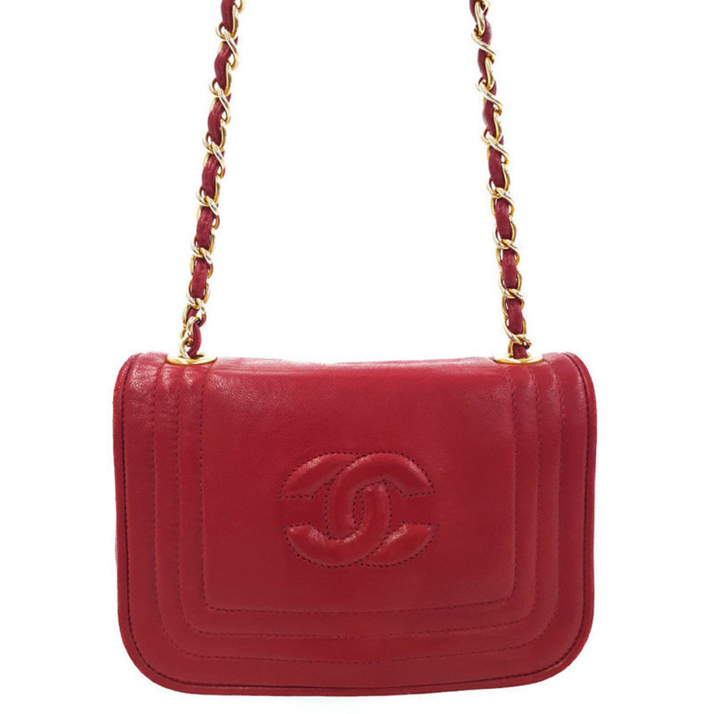 Chanel Coco Mark Chain Shoulder Bag Red